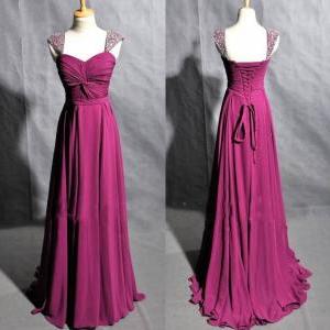 Twisted Ruched A-line Long Prom Dress, Evening..