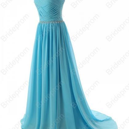 Beaded Ruched A-line Long Prom Dress, Evening..