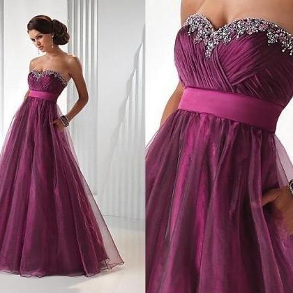 Strapless Sweetheart Beaded Ruched A-line..