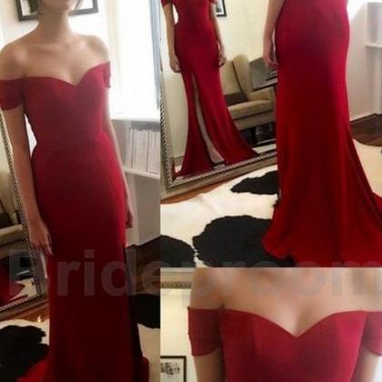 Red Prom Dress Off Shoulder Party Evening Dress