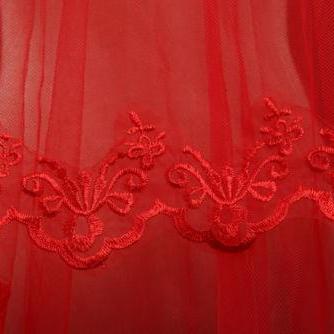 Wedding Veil 1.5m Red Lace Bridal Veil