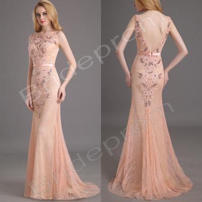New Style Sexy Lace Dress V Back Mermaid Dress Strap Lace Prom Dress Custom Size 2 4 6 8 10 12 14 16