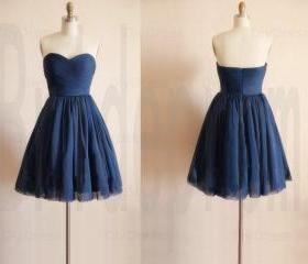 Simple Navy Chiffon Newest Bridesmaid Dresses, PD0966 main image 0