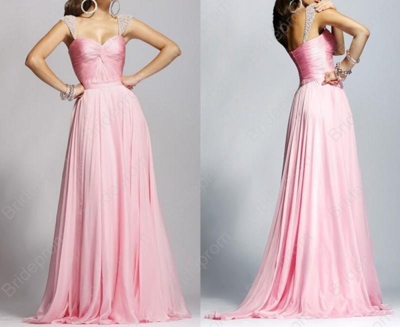 Twisted Ruched Chiffon A-line Long Prom Dress, Evening Dress