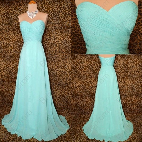 Strapless Sweetheart Ruched A-line Long Prom Dress, Evening Dress, Bridesmaid Dress