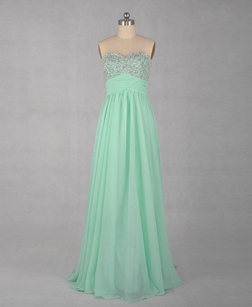 Strapless Sweetheart Floor-length Chiffon Prom Dress With Beaded Bodice