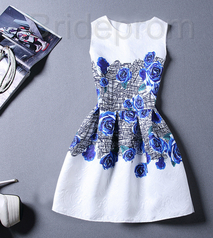 Short Retro Printing Patterns Women's Clothing Sleeveless Casual Dress ...