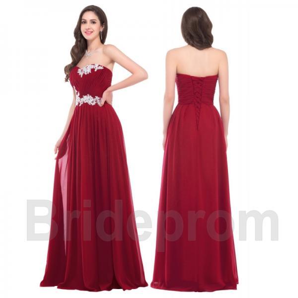 Sexy Burgundy Strapless Chiffon Slit Long Party Dress Birthday Prom Dress With Cape