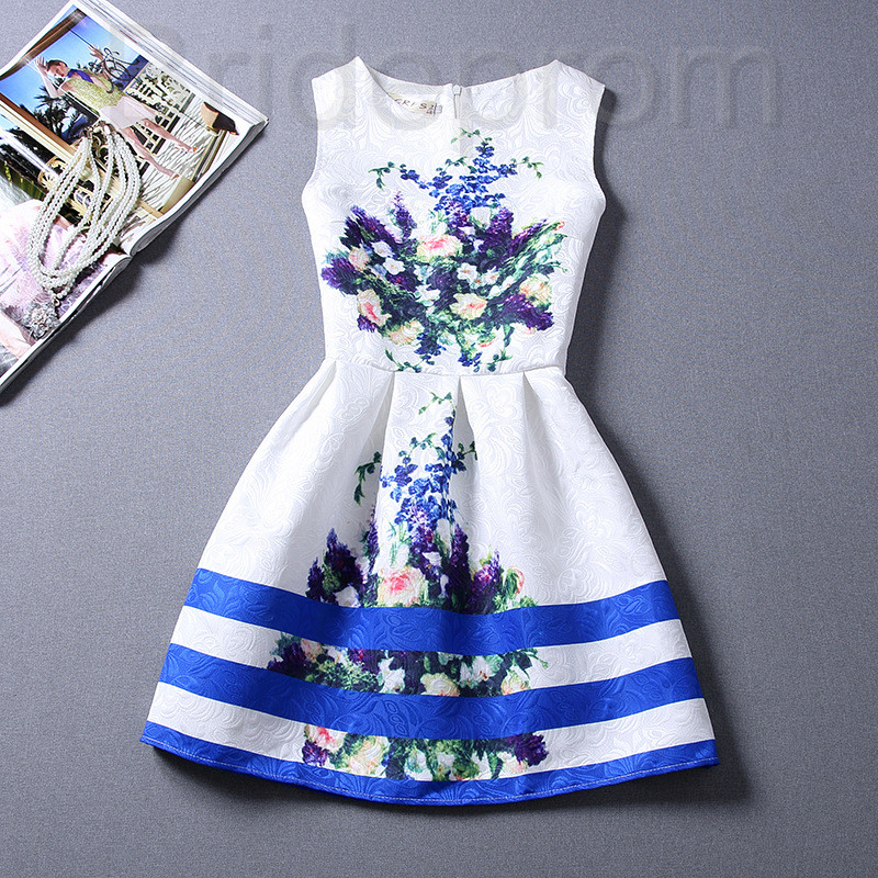 Short Retro Printing Patterns Women's Clothing Sleeveless Casual Dress ...