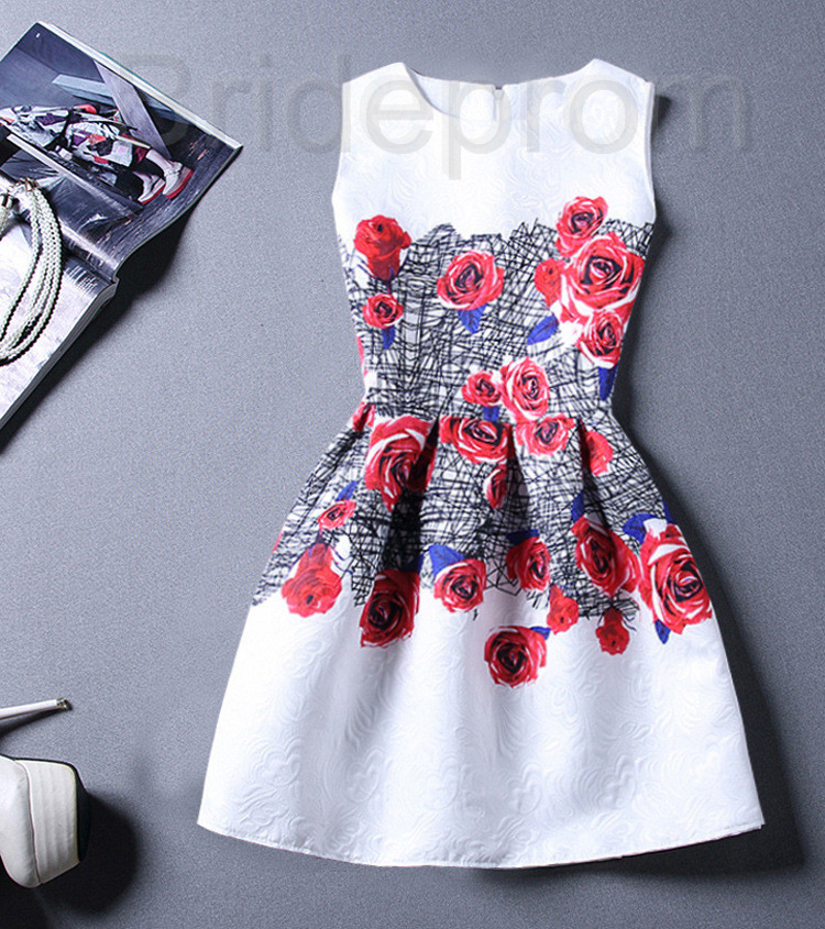 Short Retro Printing Patterns Women's Clothing Sleeveless Casual Dress ...