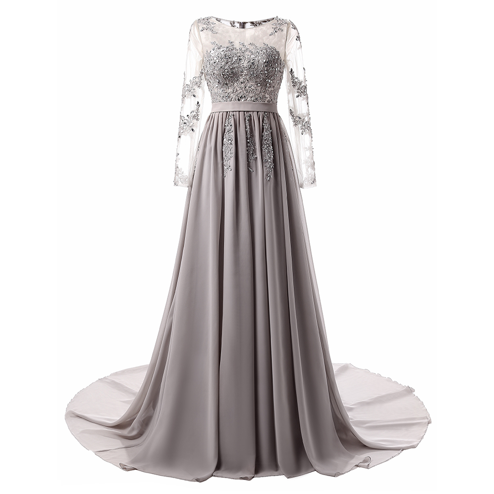 2017 Long Sleeves Top Lace Chiffon Prom Dress on Luulla